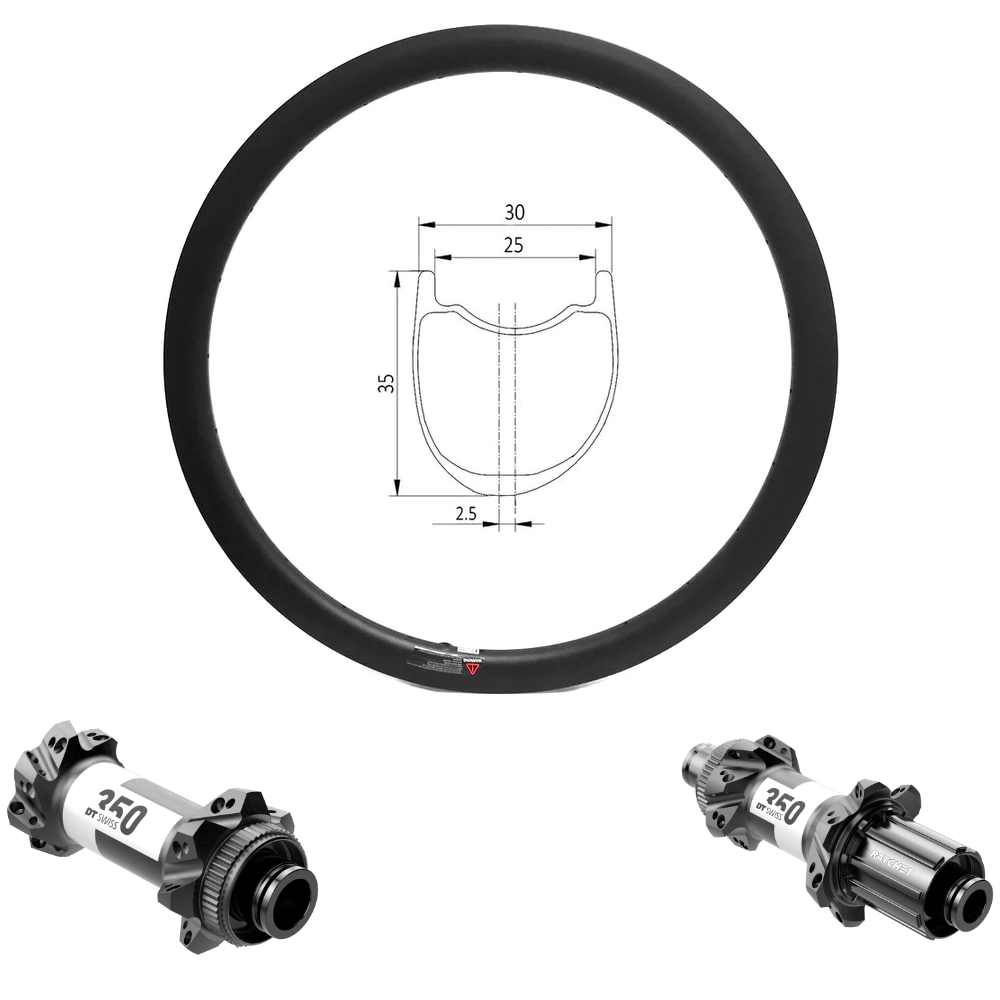 Paire De Roues VTT Carbone 27,5" (650B) - Largeur 27x25mm - Sans Crochet - Disque Avant/arrière Neuves